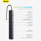 Baseus EliteJoy Gen2 11-Port Type-C HUB Adapter (Dark Grey) 