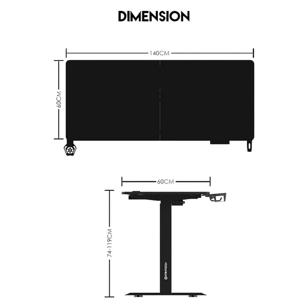 Fantech GD914 Motorized Height Adjustable Standing Desk (Walnut/Black)