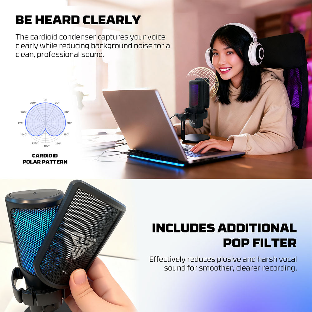 Fantech LEVIOSA WAVE Wireless Gaming Desktop Microphone (White) Online
