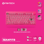 Fantech MAXFIT8 QMK Wireless Mechanical Keyboard (Pink) (White Switch)