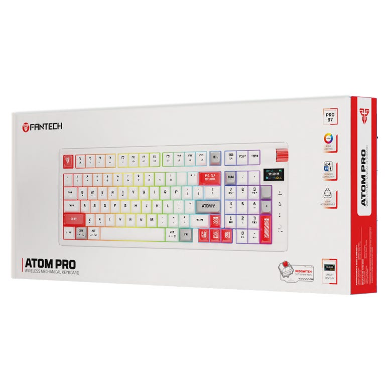 Fantech MK918 ATOM PRO97 Wireless Mechanical Keyboard (White) (Red Switch)