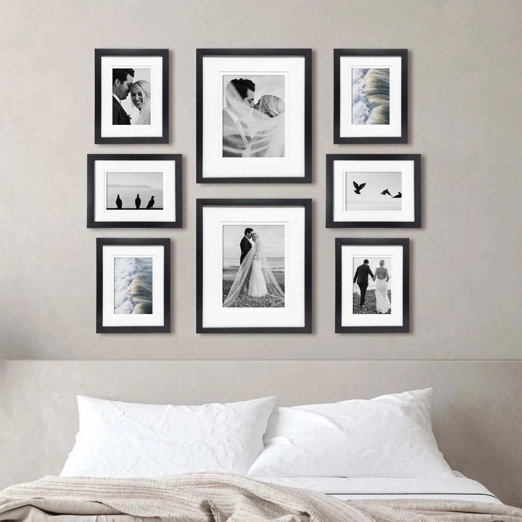  Deluxe Gallery Photo Wall Frame Set D - 8 Frames - Black