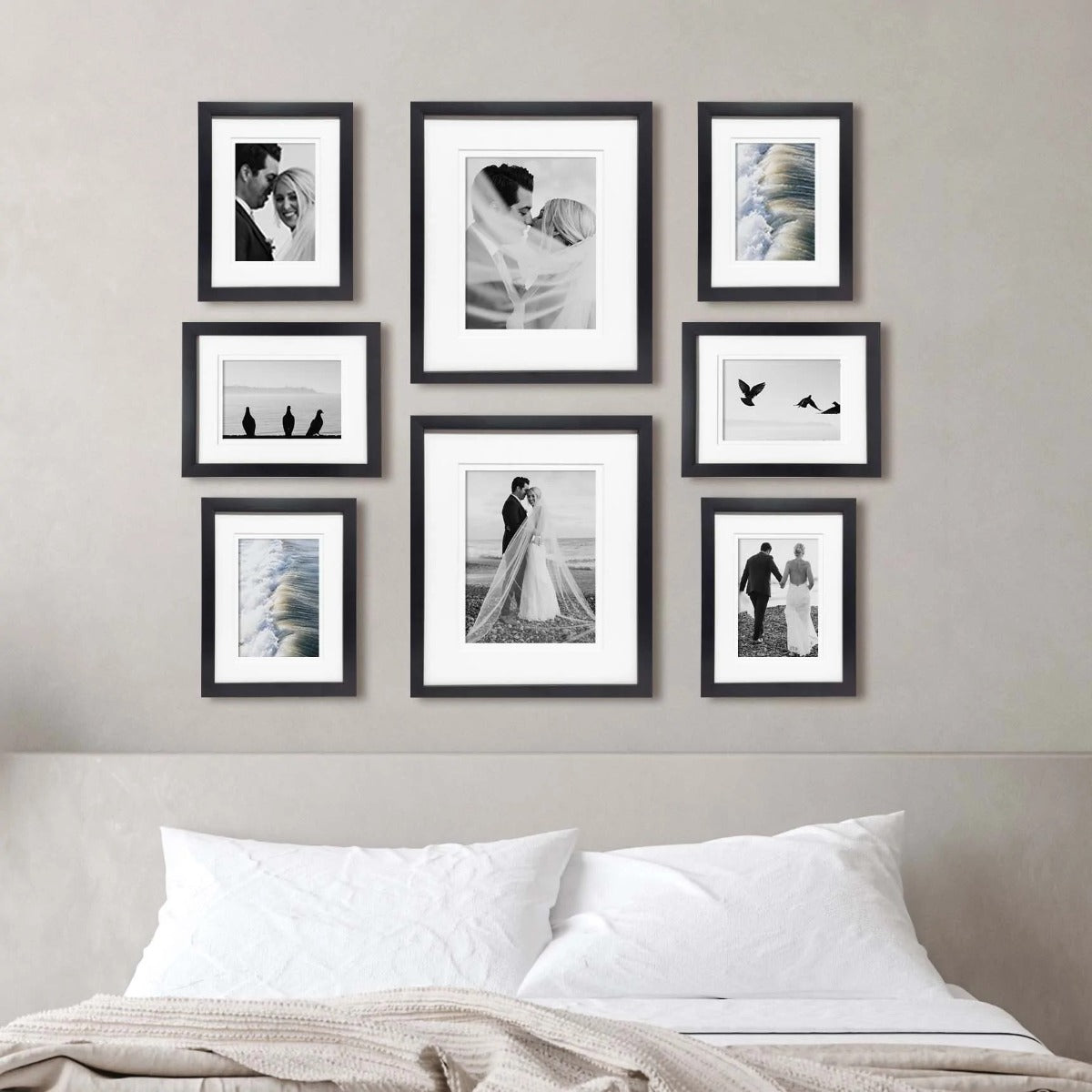  Deluxe Gallery Photo Wall Frame Set D - 8 Frames - Black