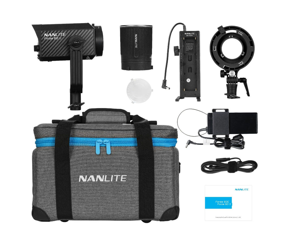Nanlite Forza 60 II monolight 5600K LED light w/ Battery Handle and Bowens adaptor