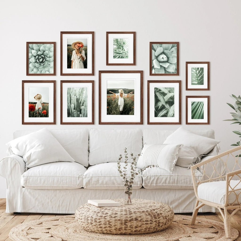 Deluxe Gallery Photo Wall Frame Set F - 10 Frames - Chestnut