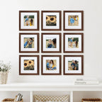 Deluxe Gallery Photo Wall Frame Set G - 9 Frames - Chestnut