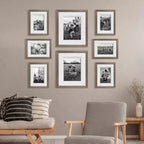 Deluxe Gallery Photo Wall Frame Set D - 8 Frames - Stone Ash
