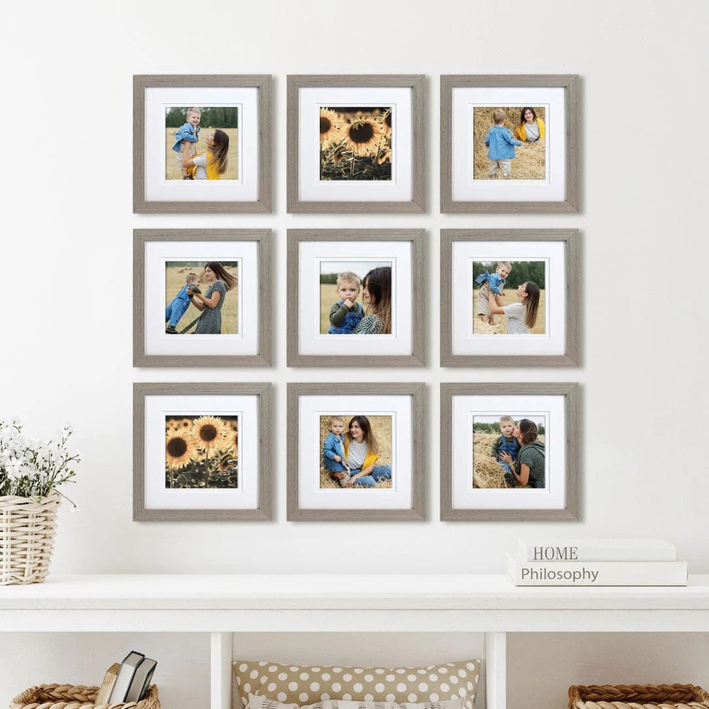 Deluxe Gallery Photo Wall Frame Set G - 9 Frames - Stone Ash