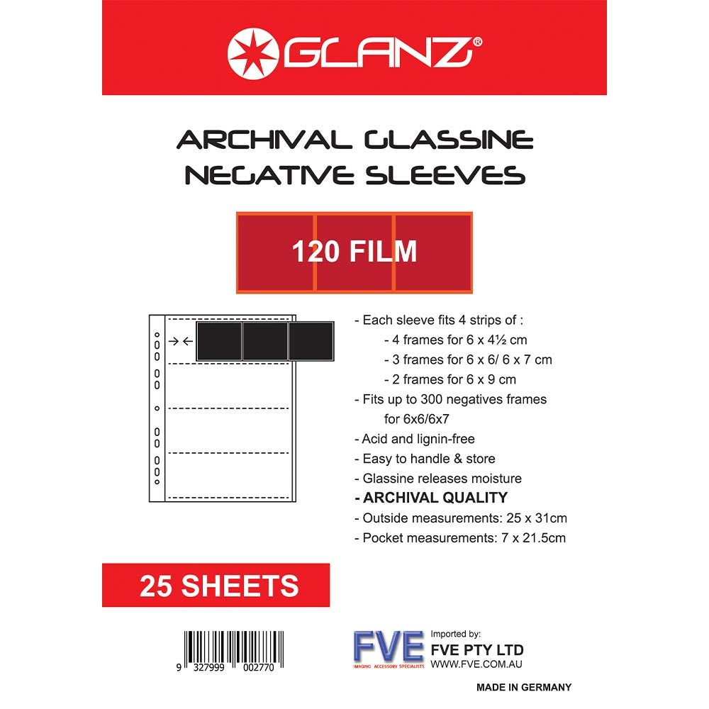 Glanz 120mm Glassine Negative Sheets - 25pk