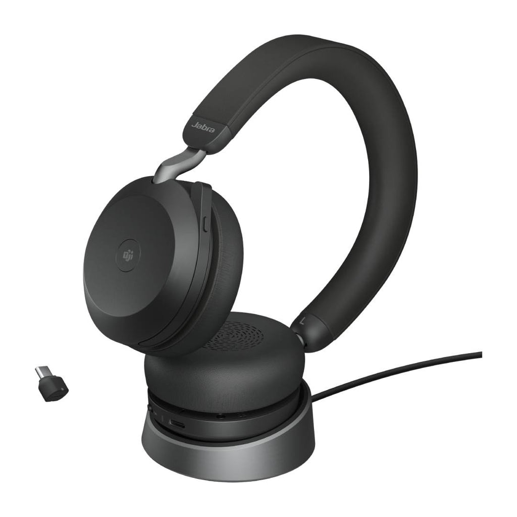 Jabra Evolve2 75 MS USB-C Stereo Bluetooth Headset with Charging Stand