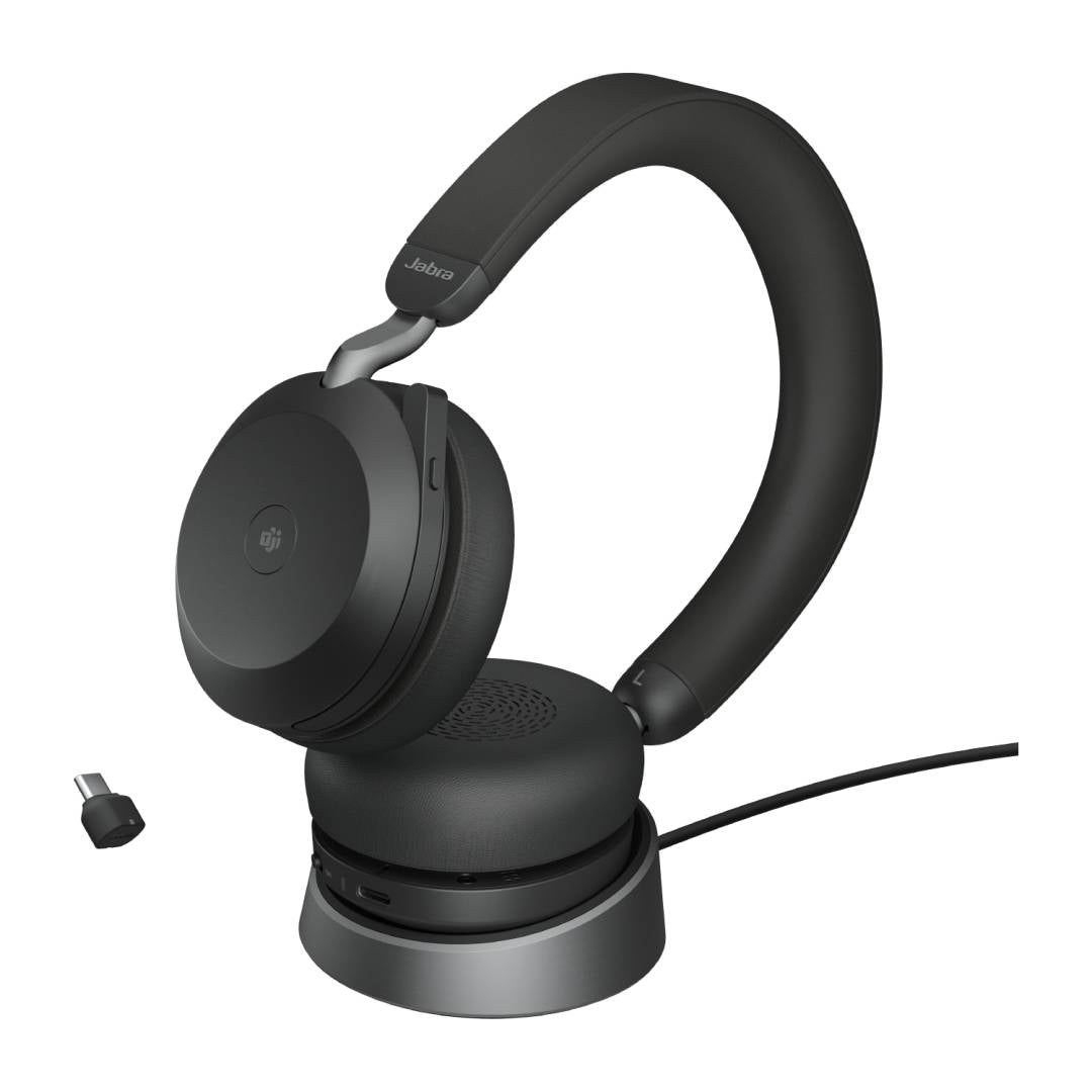 Jabra Evolve2 75 MS USB-C Stereo Bluetooth Headset with Charging Stand
