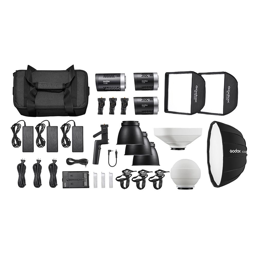 Godox ML-Kit1 ML30 Daylight 3 Head LED Light Kit 