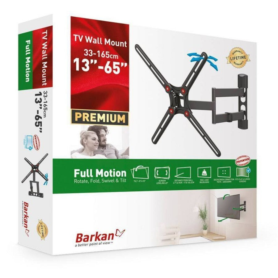 Barkan 13" - 65" 4 Movement Full Motion TV Wall Mount - Black