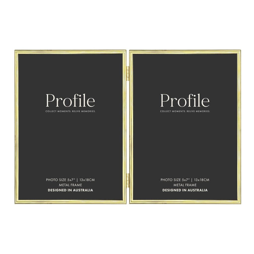 Habitat Gold Hinged Double Metal Photo Frame