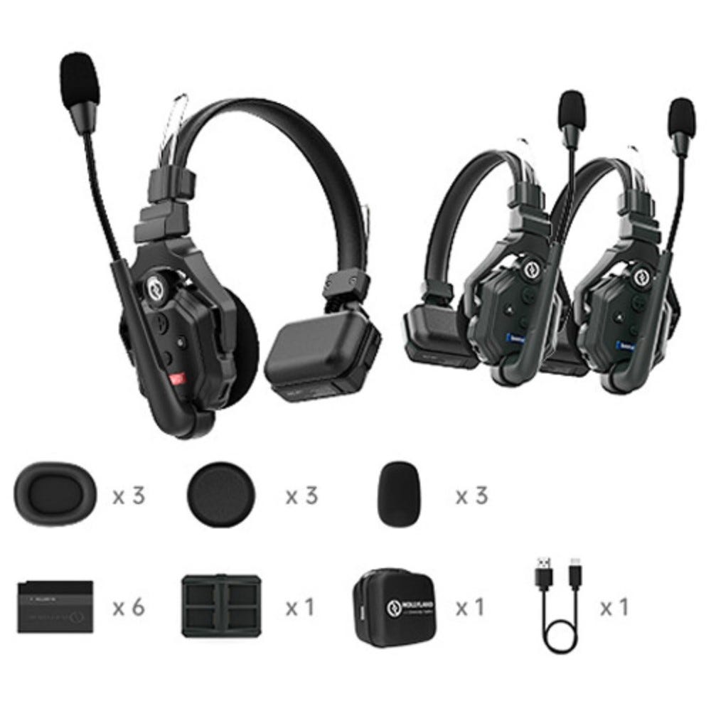 Hollyland Solidcom C1 Pro-3S Full-Duplex Wireless Intercom System with 3 Headsets