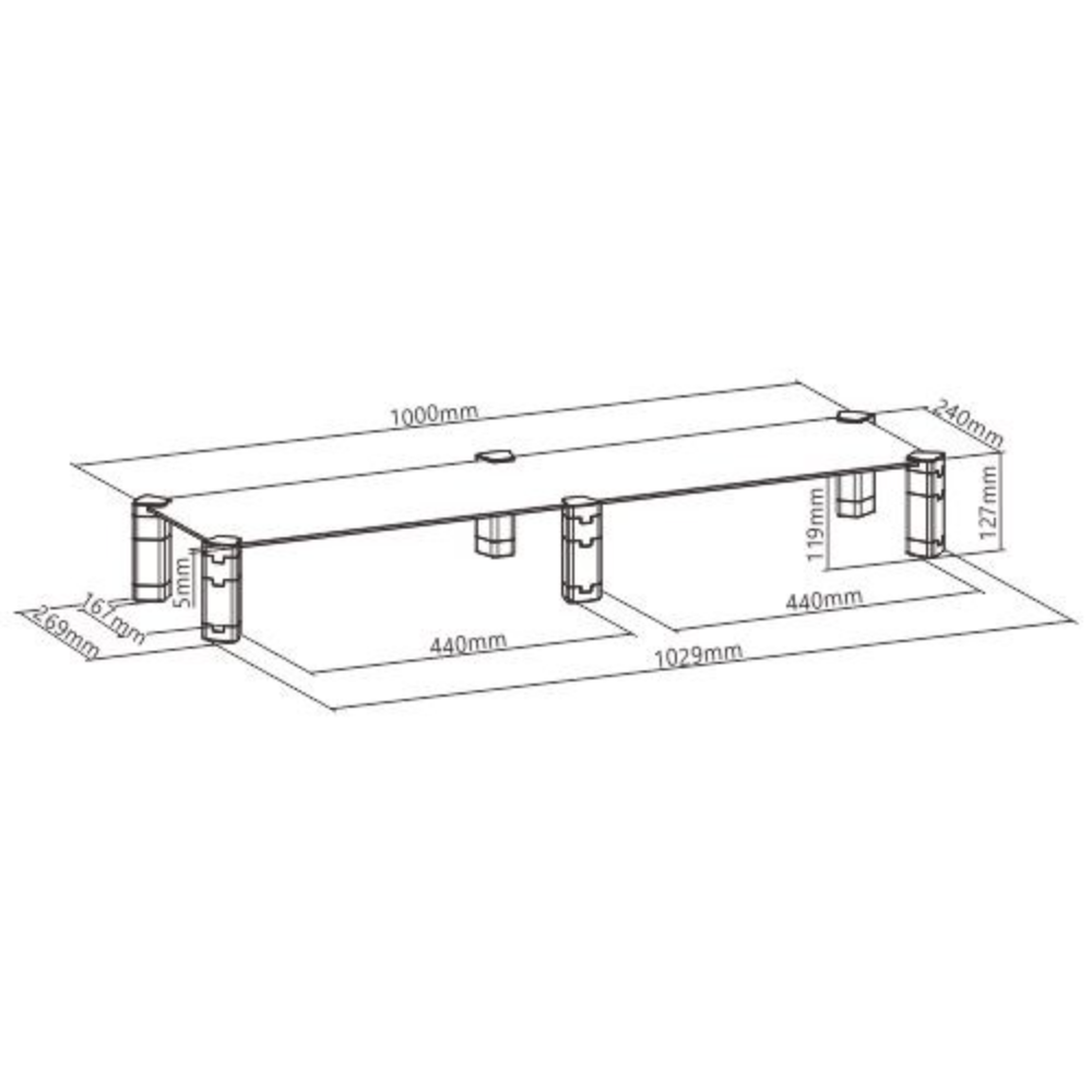 Brateck Dual Monitor Tempered Glass Modular Riser