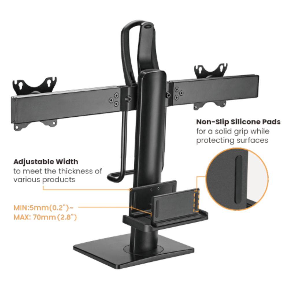  Brateck Dual Screens Vertical Lift Monitor Stand With Thin Client CPU Mount