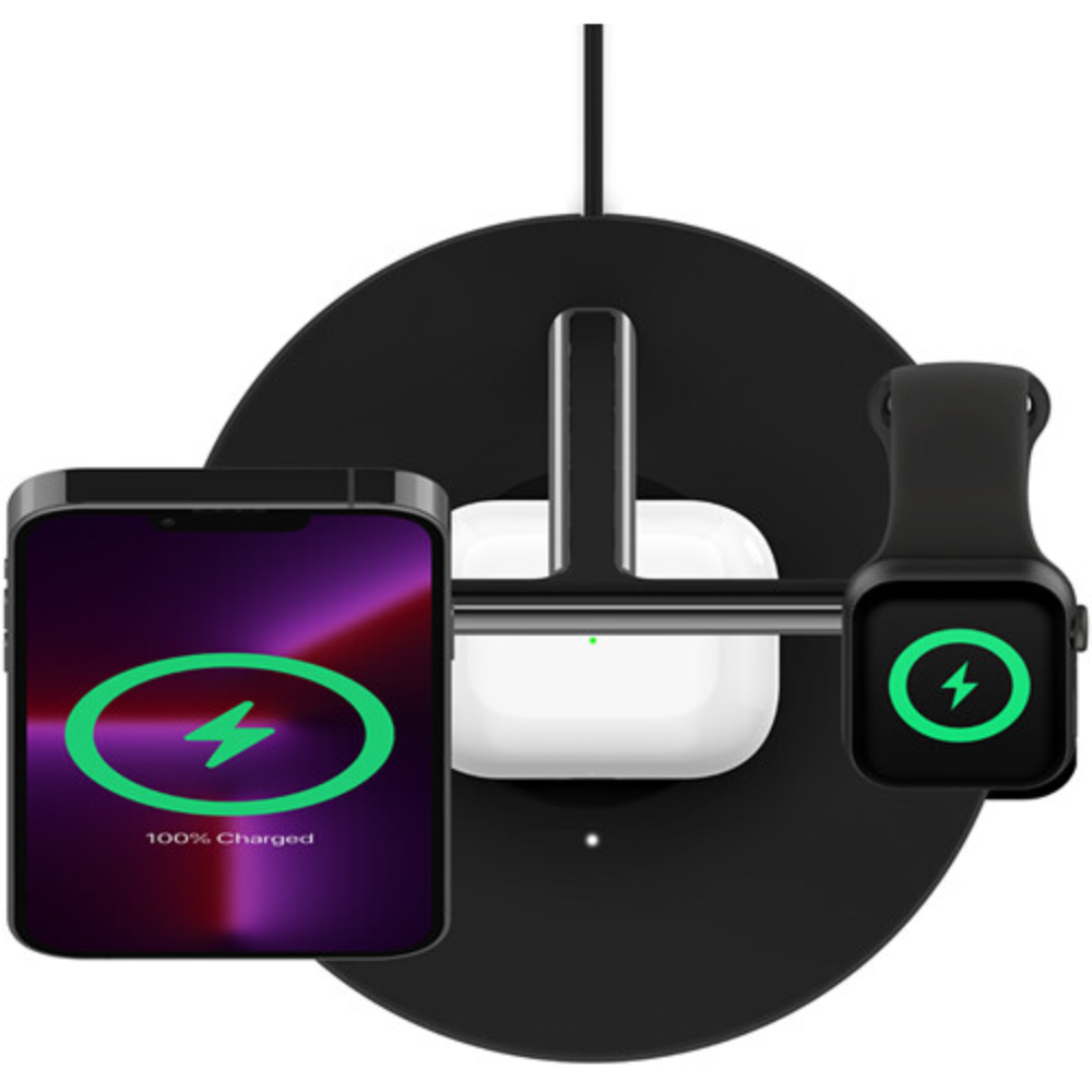 Belkin BoostCharge Pro 3-in-1 Wireless Charger with 15w MagSafe Charging (Black)