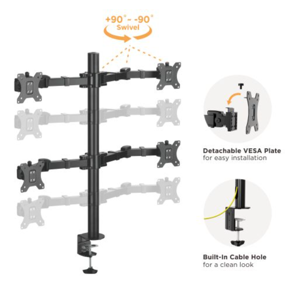  Brateck Quad Monitors Affordable Steel Articulating Monitor Arm