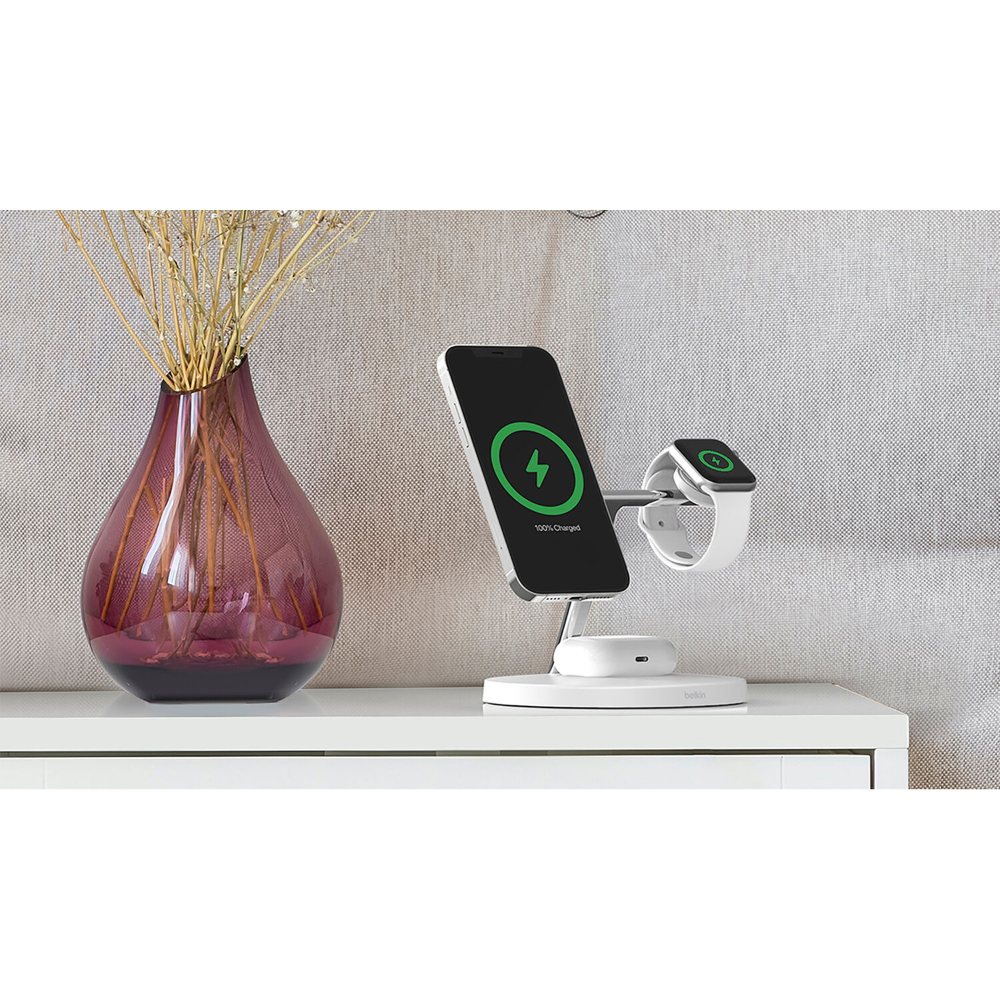 Belkin BoostCharge Pro 3-in-1 Wireless Charger with 15w MagSafe Charging (Black)