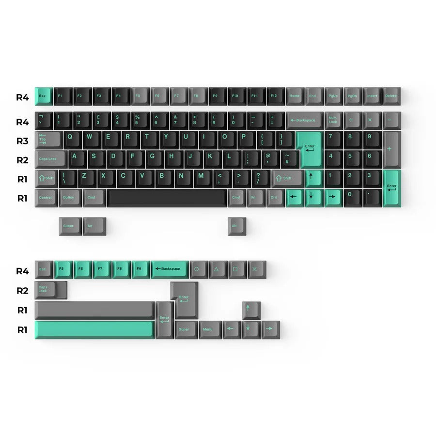 Keychron Cherry Double-Shot PBT Keycaps (Hacker Mint) (Full Set 218 Keys)