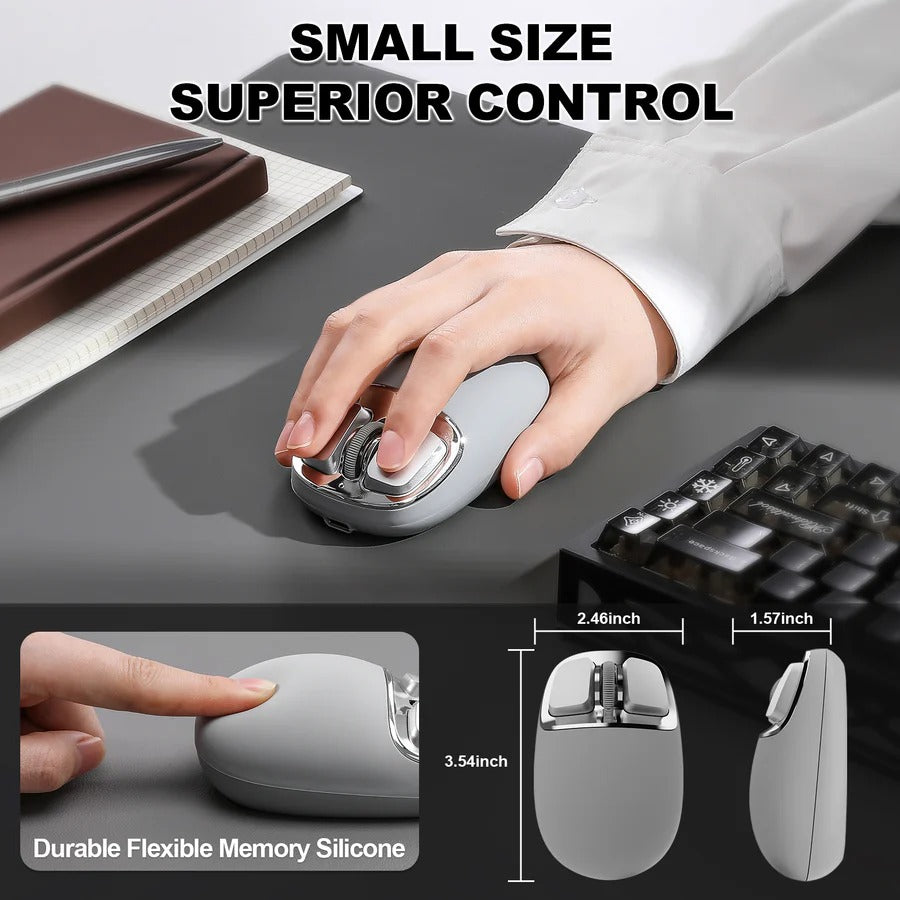YUNZII C1 Silicone Tri-Mode Wireless Mouse (Gray)