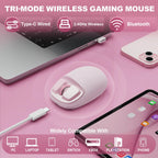 YUNZII C1 Silicone Tri-Mode Wireless Mouse (Pink)