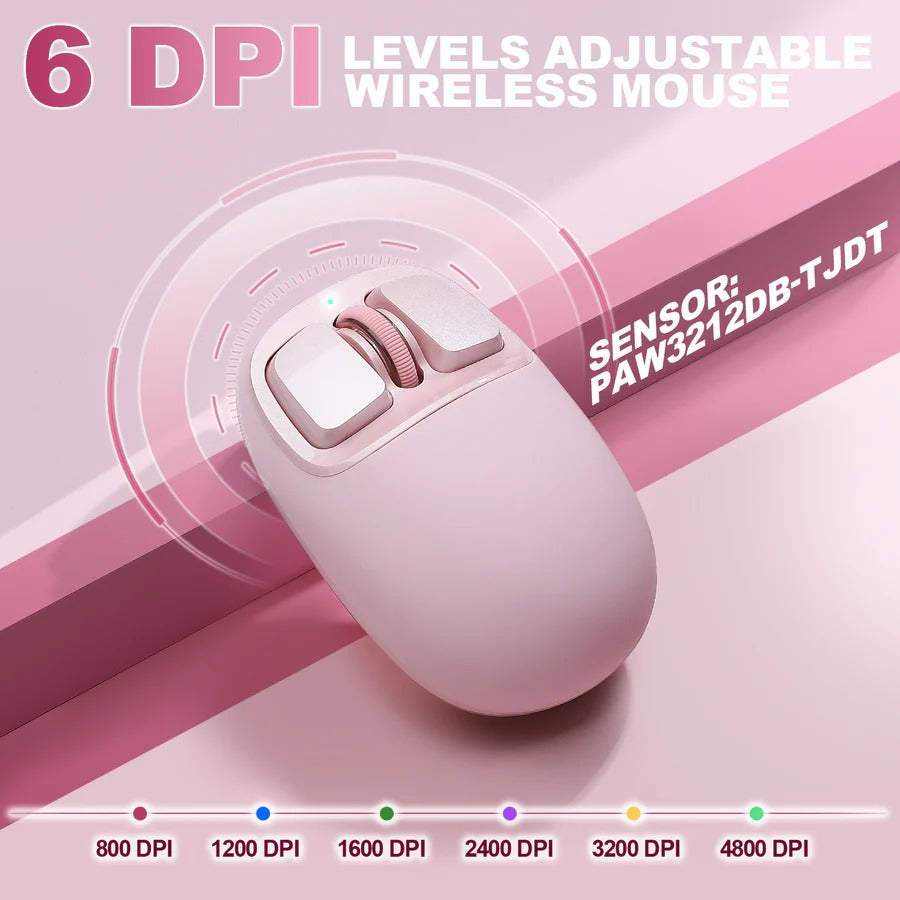 YUNZII C1 Silicone Tri-Mode Wireless Mouse (Pink)