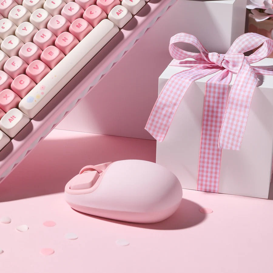 YUNZII C1 Silicone Tri-Mode Wireless Mouse (Pink)