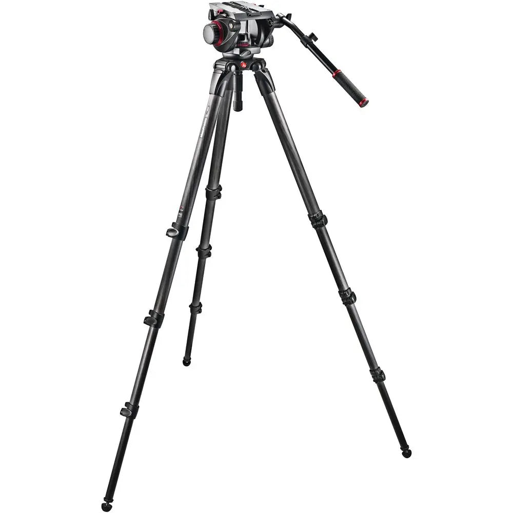 Open Box Manfrotto 536 Carbon Fiber Tripod with 509HD Video Head + Padded Carry Bag