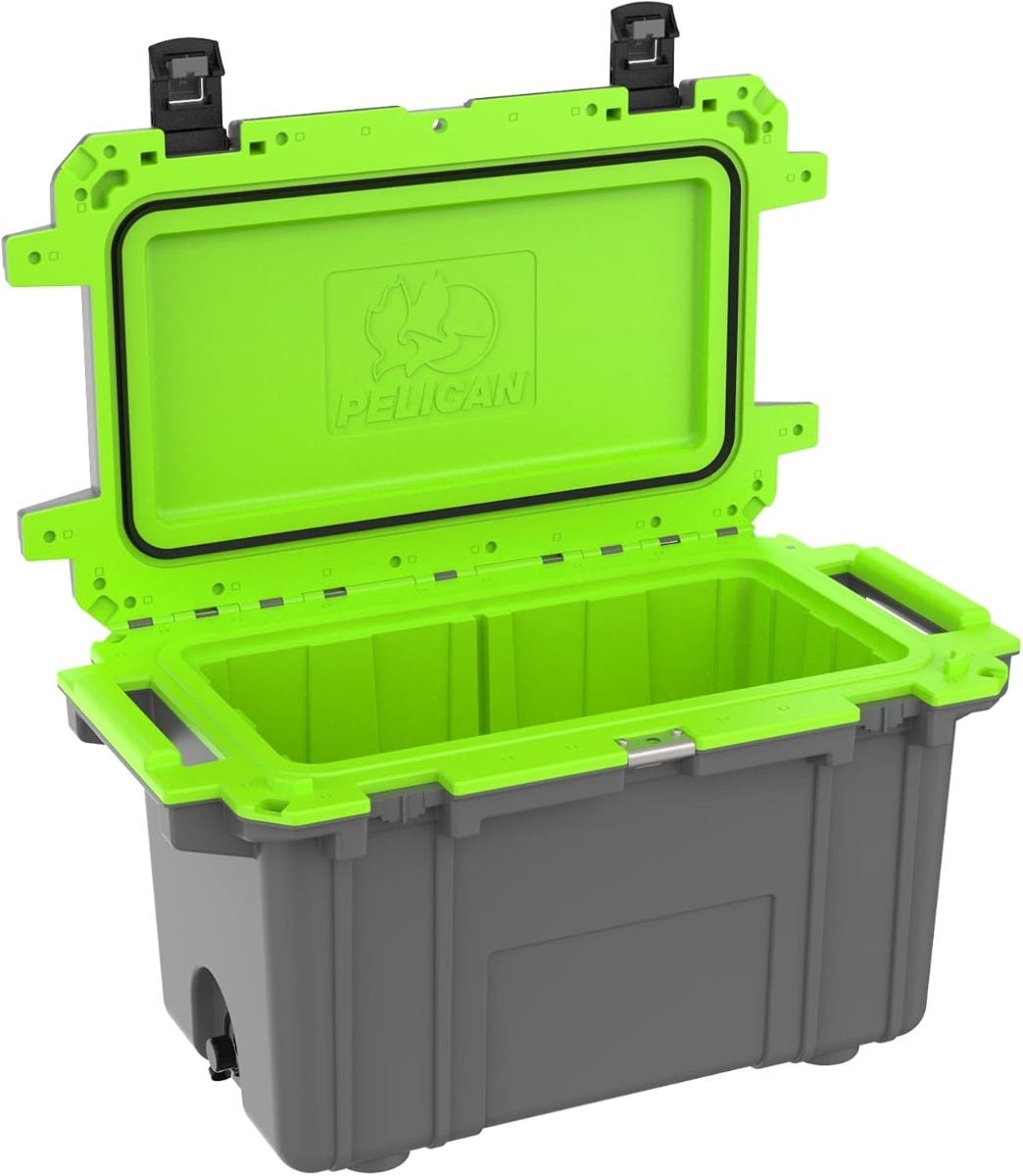 Pelican 70QT Elite Cooler - Dark Gray - Green