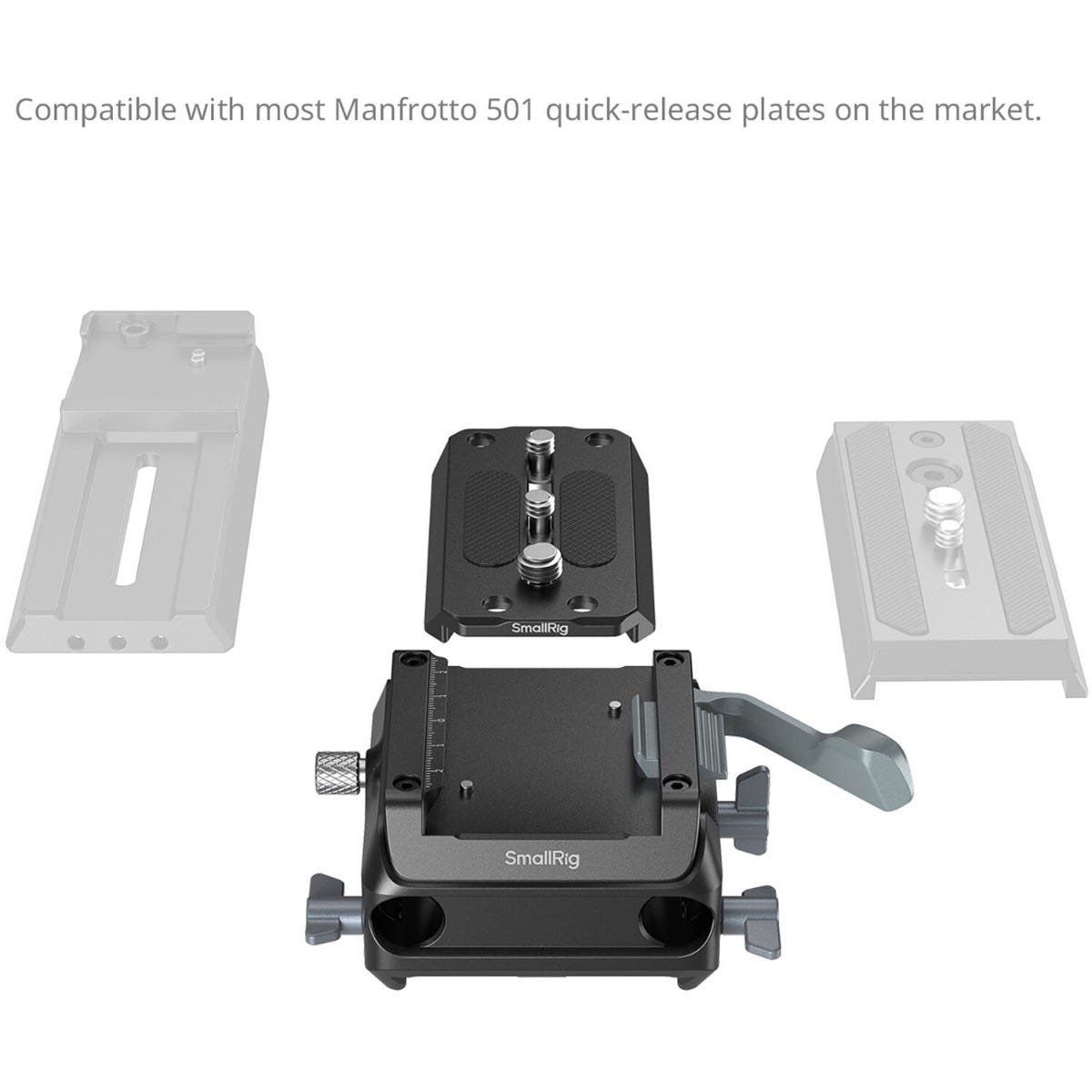 SmallRig Manfrotto-Type Mount Plate Kit with 15mm Dual Rod Clamp 5366