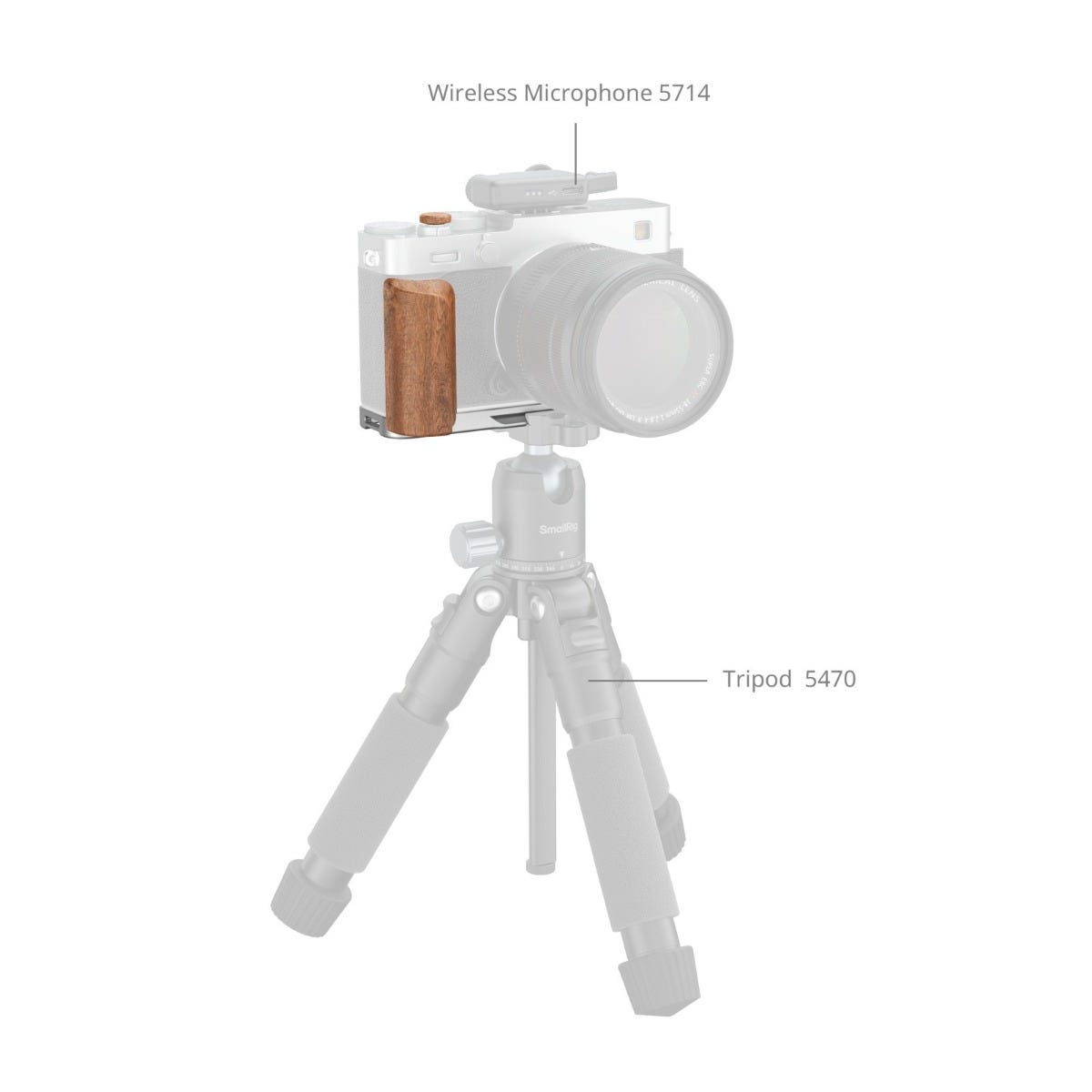 SmallRig L-Shaped Mount Plate with Wooden Handle for FUJIFILM X-E5 (Rosewood
