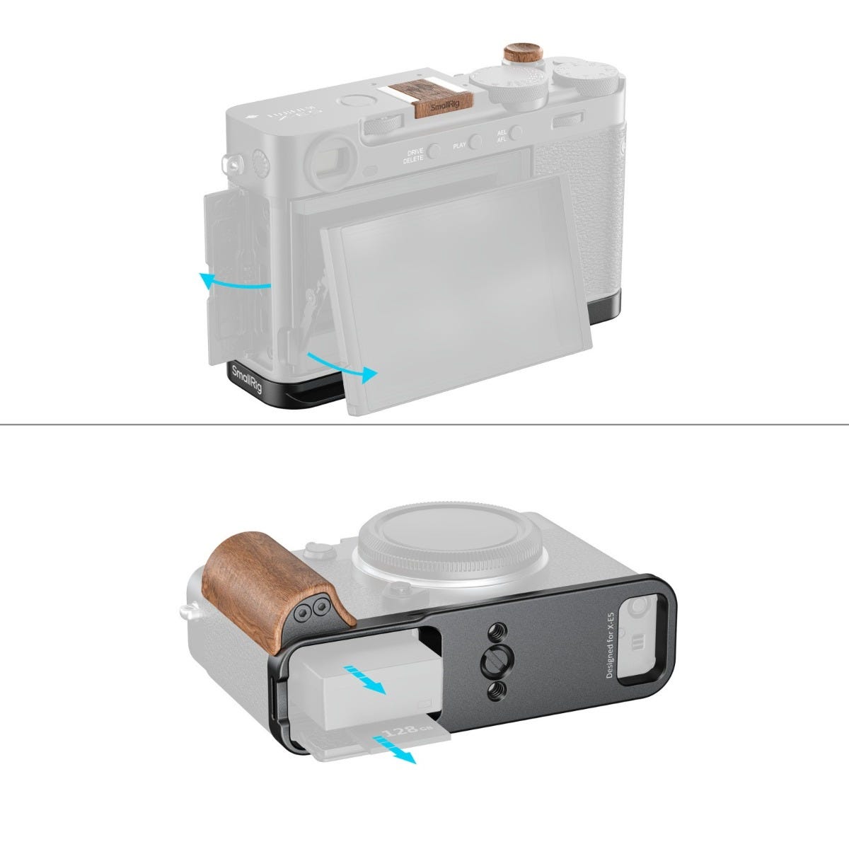 SmallRig L-Shaped Mount Plate with Wooden Handle for FUJIFILM X-E5 (Rosewood
