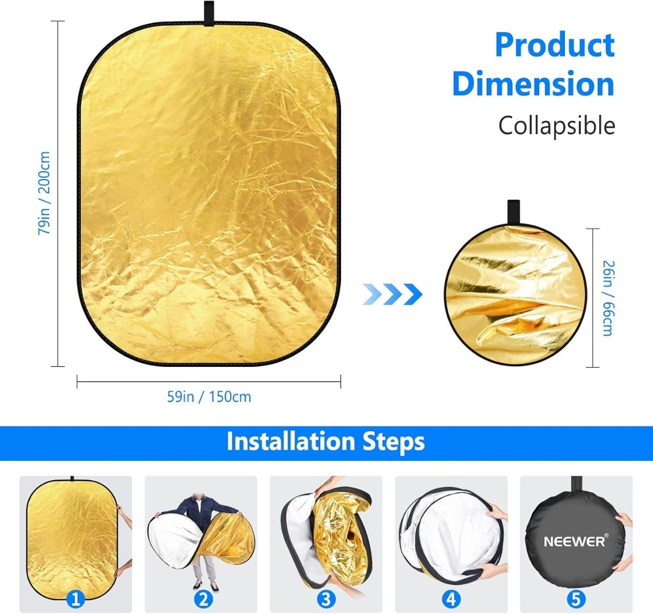 NEEWER 150x200cm 5-in-1 Reflectors