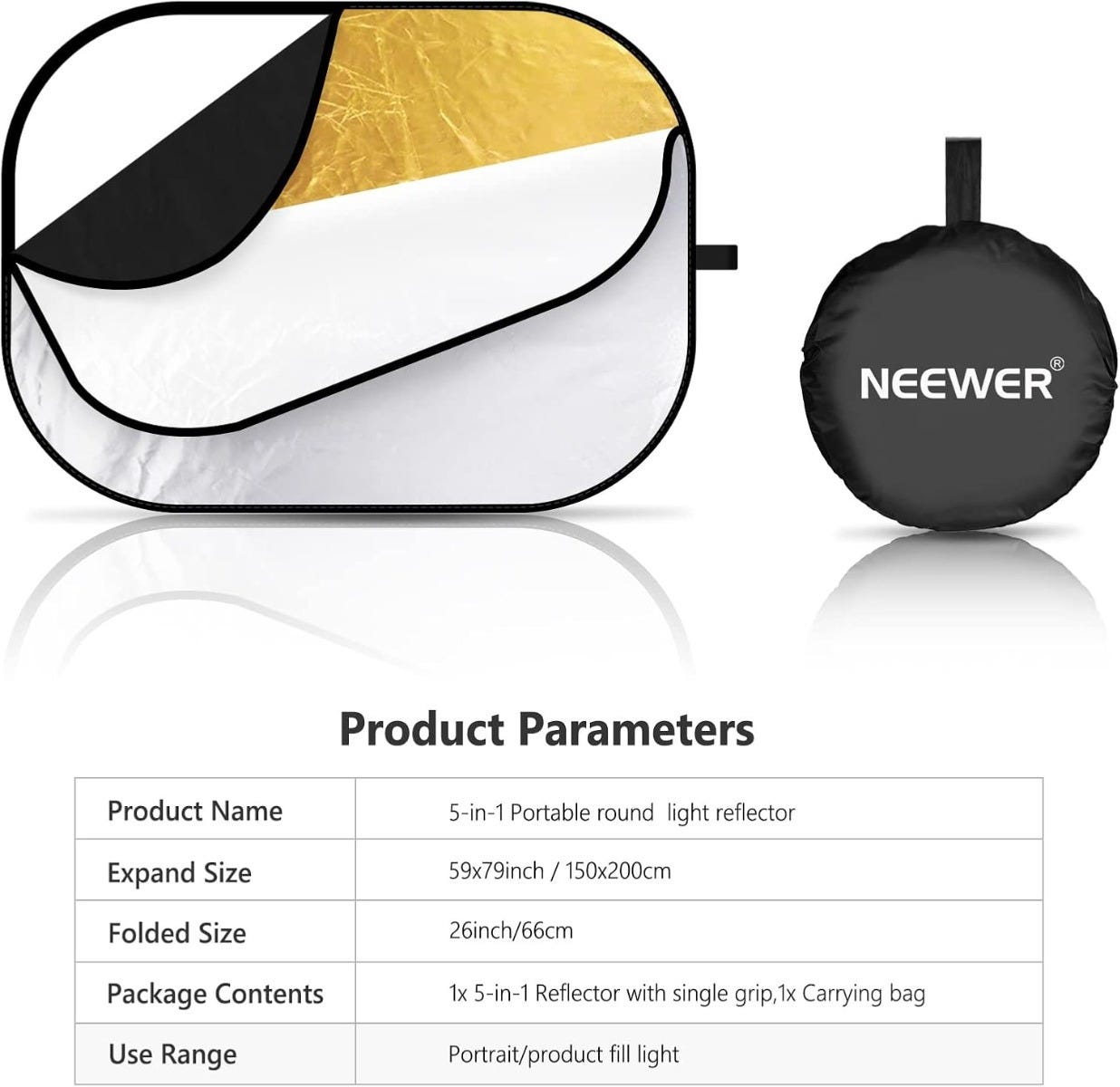NEEWER 150x200cm 5-in-1 Reflectors