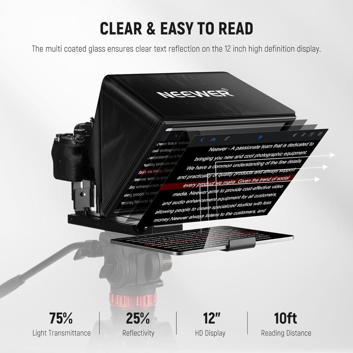 NEEWER X12B 12" Teleprompter