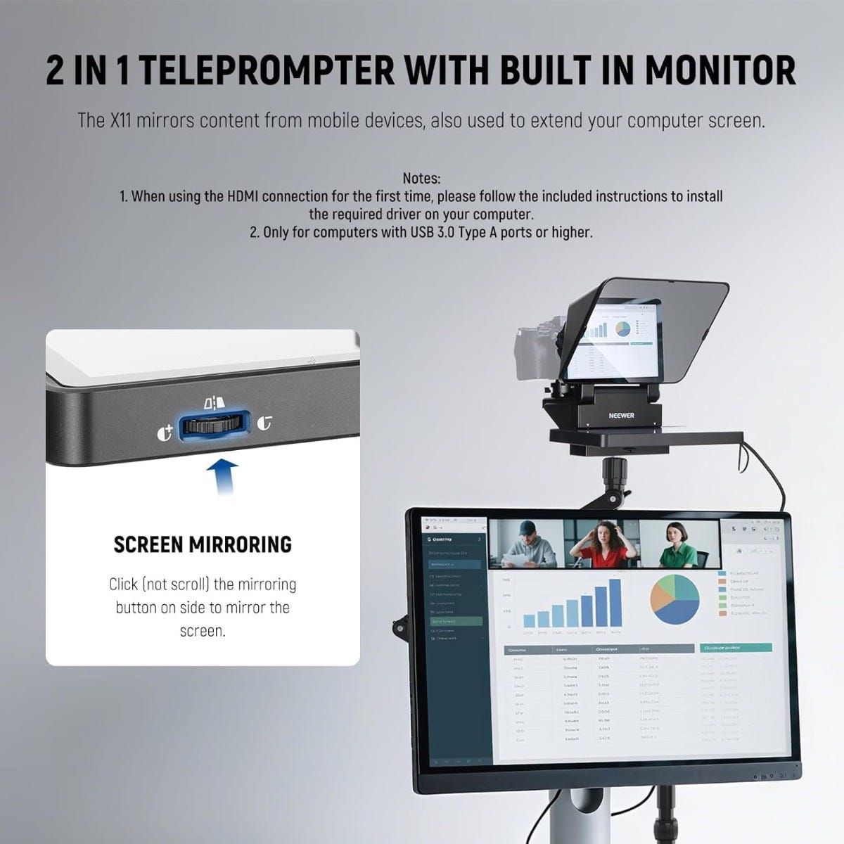 NEEWER X11 2-in-1 11" Teleprompter
