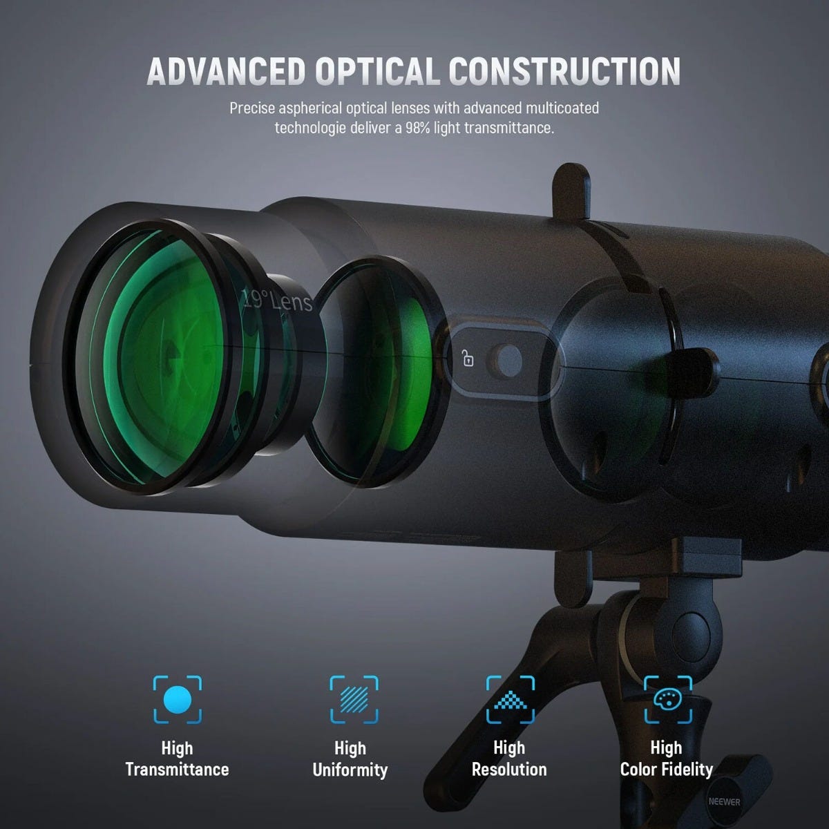 NEEWER LS-300 Spotlight Optical Snoot 16x 19 Degree Lens for Bowens Mount