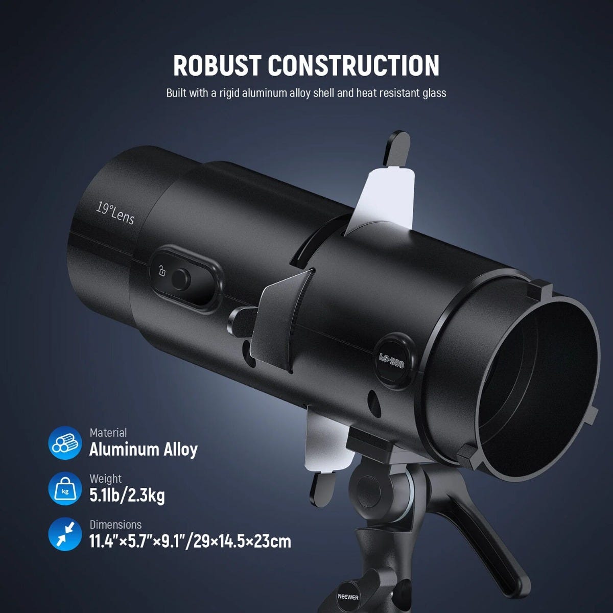NEEWER LS-300 Spotlight Optical Snoot 16x 19 Degree Lens for Bowens Mount