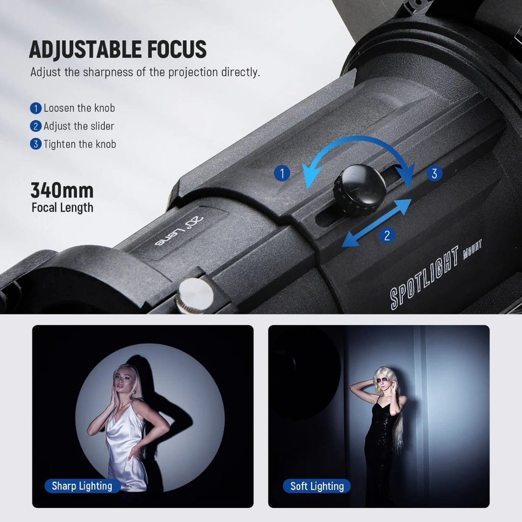 NEEWER LS-39 Spotlight Snoot with 20 Degree Lens for Bowens Mount