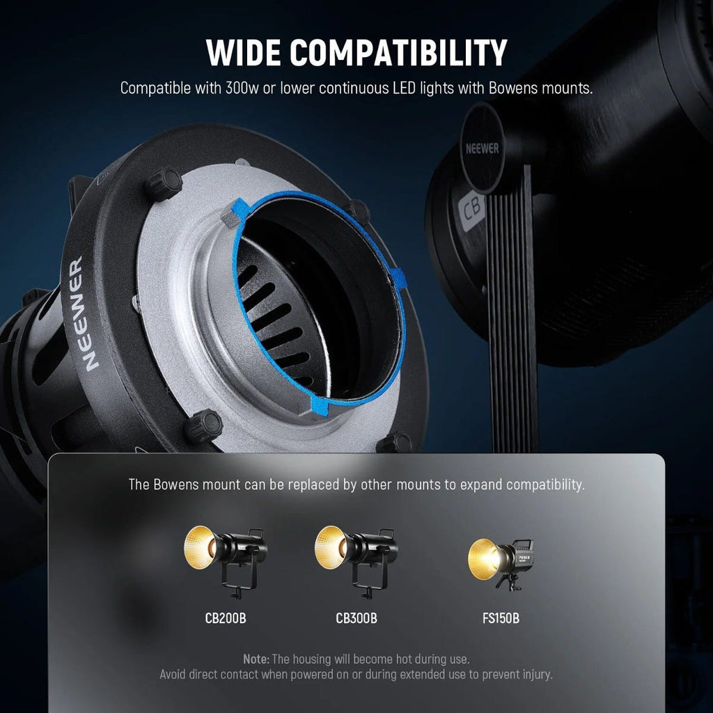 NEEWER LS-39 Spotlight Snoot with 20 Degree Lens for Bowens Mount