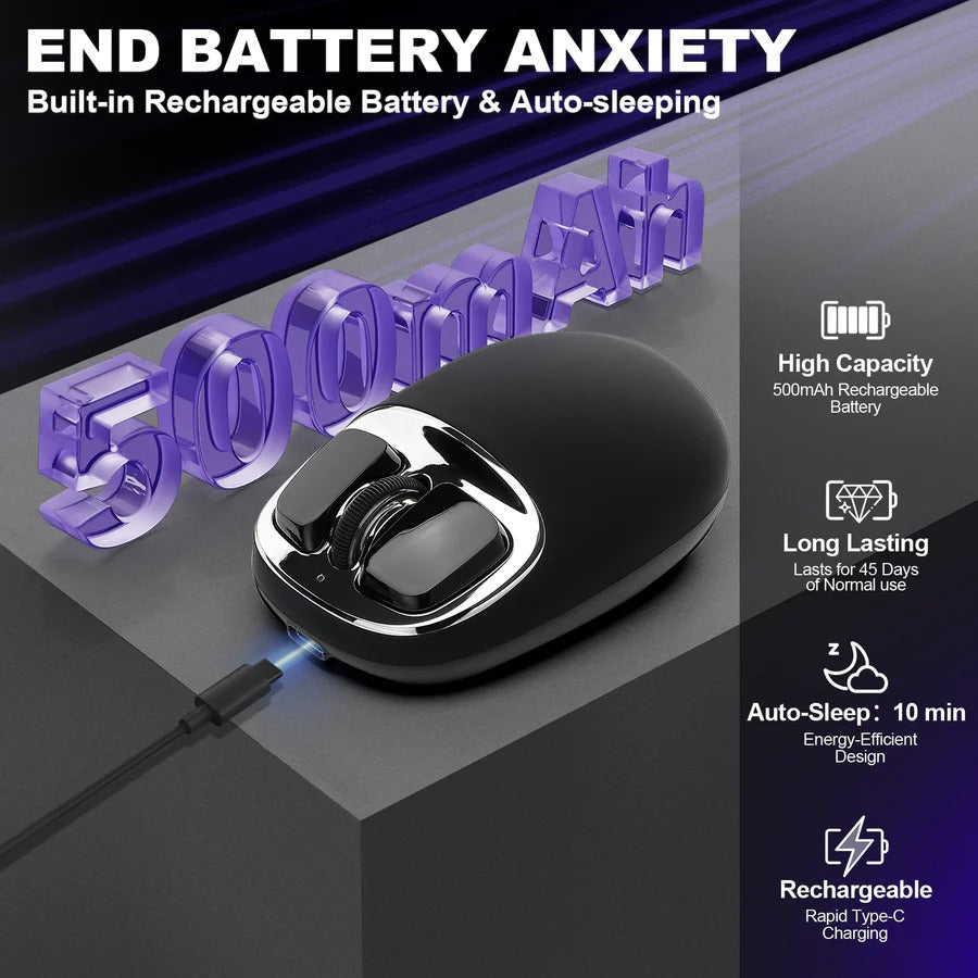 YUNZII C1 Silicone Tri-Mode Wireless Mouse (Black)