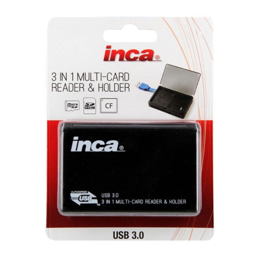 Open Box Inca USB 3.0 All-in-1 Card Reader with card storage 