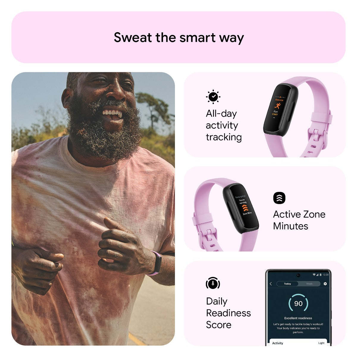 Fitbit Inspire 3 Fitness Tracker - Lilac Bliss/Black