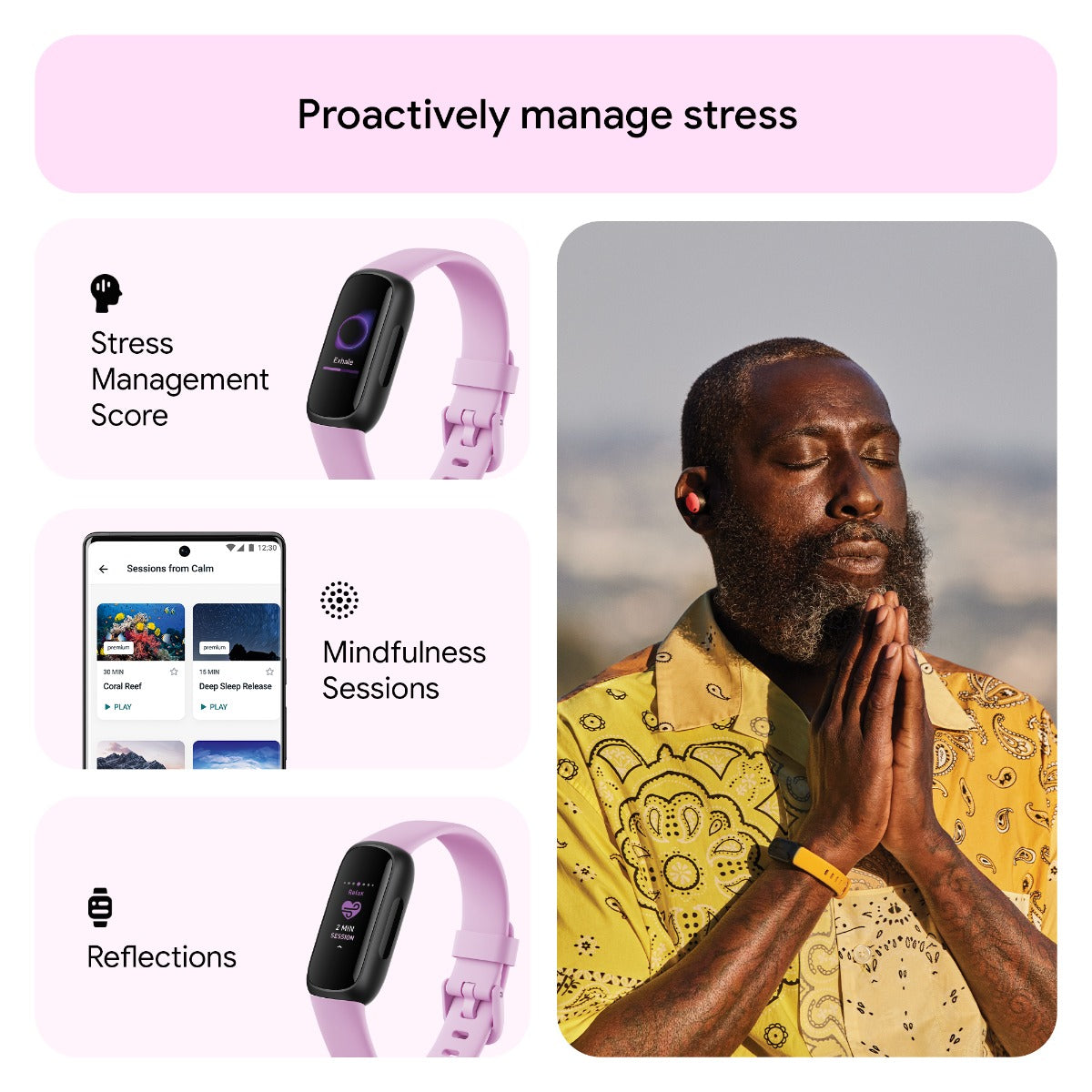 Fitbit Inspire 3 Fitness Tracker - Lilac Bliss/Black