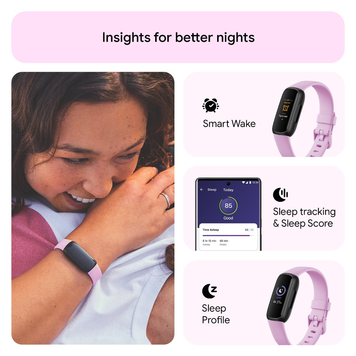 Fitbit Inspire 3 Fitness Tracker - Lilac Bliss/Black