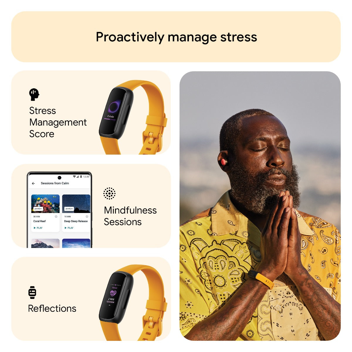 Fitbit Inspire 3 Fitness Tracker - Morning Glow/Black