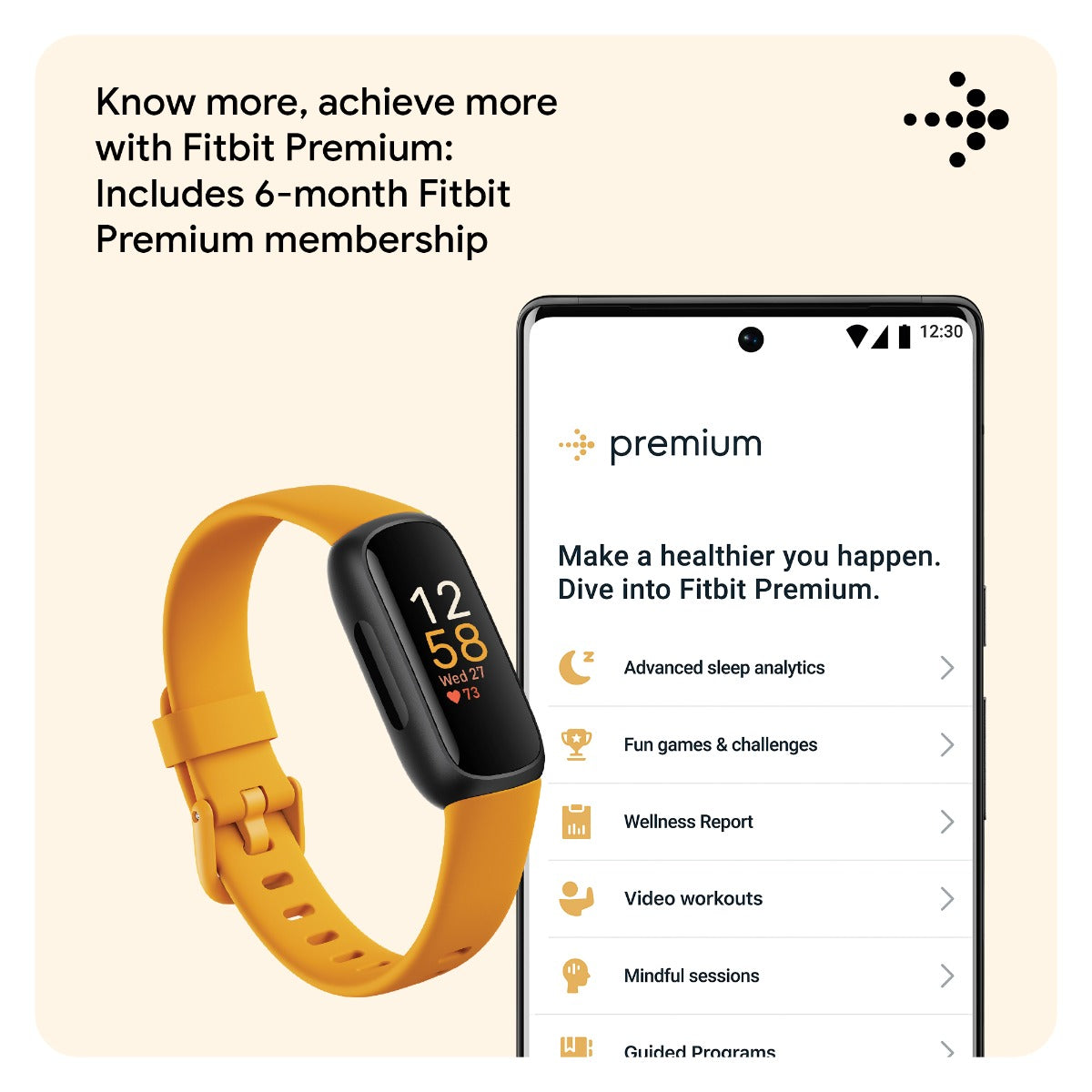 Fitbit Inspire 3 Fitness Tracker - Morning Glow/Black