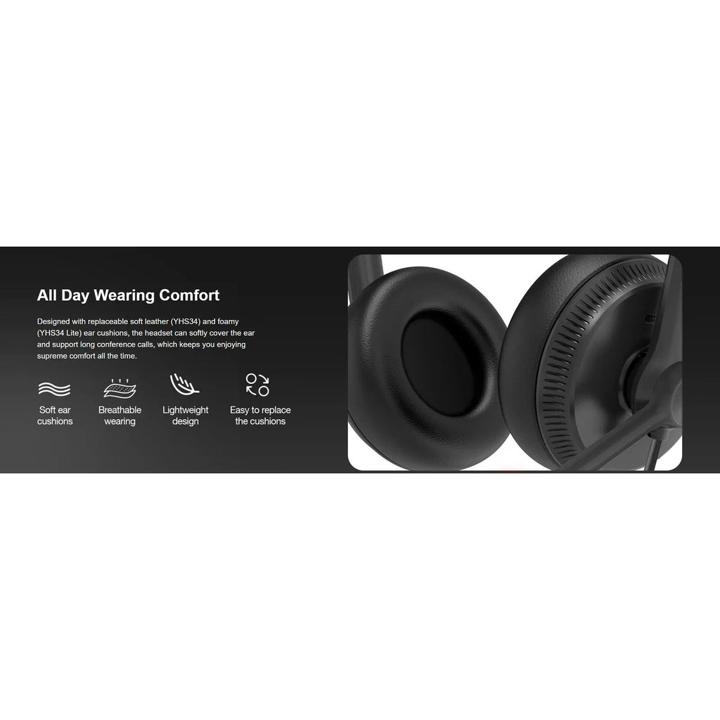 Yealink YHS34 Mono Wireband Headset with Leather Ear Cushions